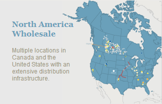 North America Wholesale map
